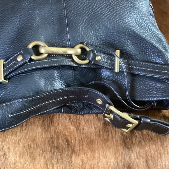 Beautiful Authentic Coach Black Pebbled Leather Satchel Shoulder Carry Handbag - Picture 7 of 12